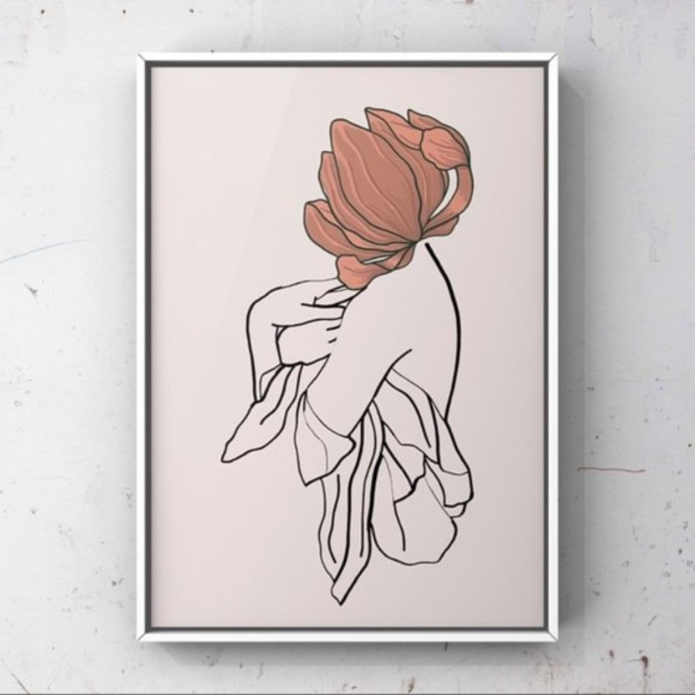 Modern minimalist line art abstract women print.